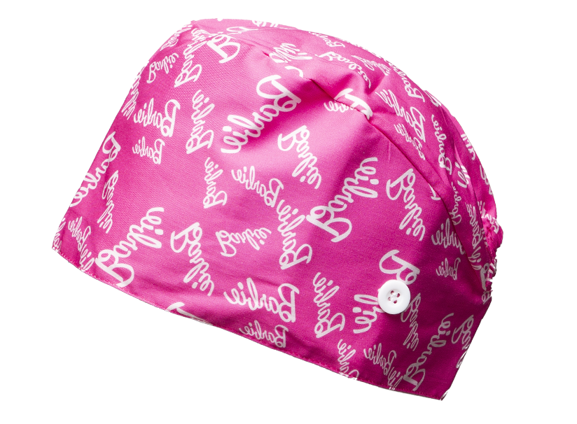 Satin line Scrub Cap with Buttons Barbie