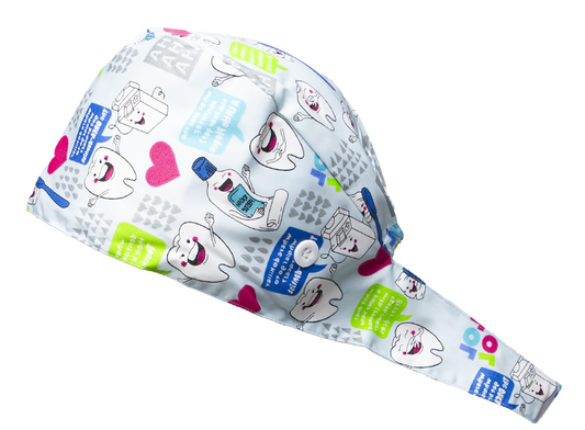 Satin line Scrub Cap with Buttons Light Blue Dental