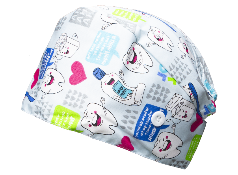 Satin line Scrub Cap with Buttons Light Blue Dental