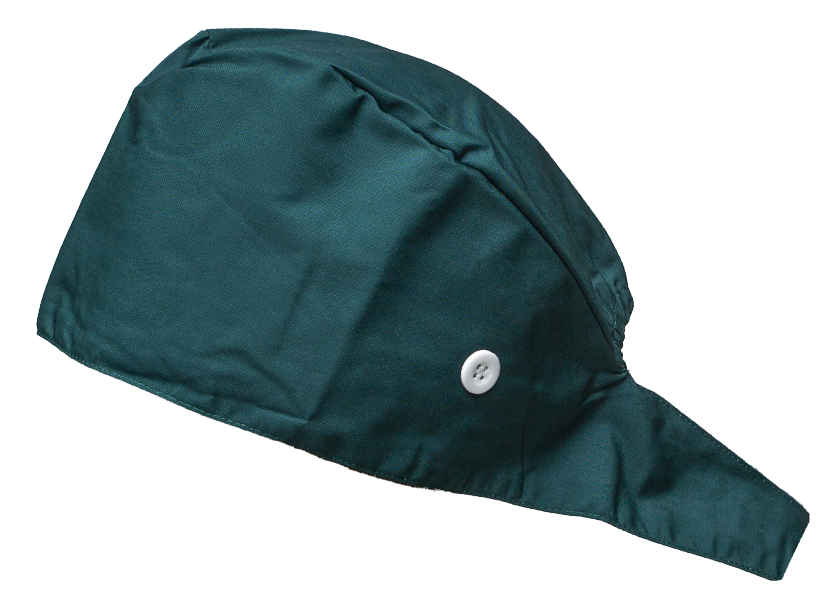 Satin line Scrub Cap with Buttons Forest Green