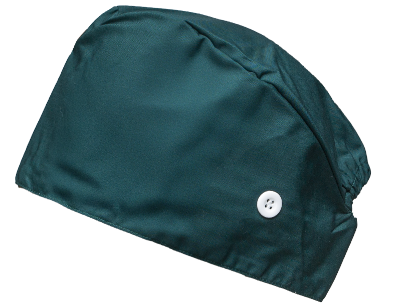 Satin line Scrub Cap with Buttons Forest Green