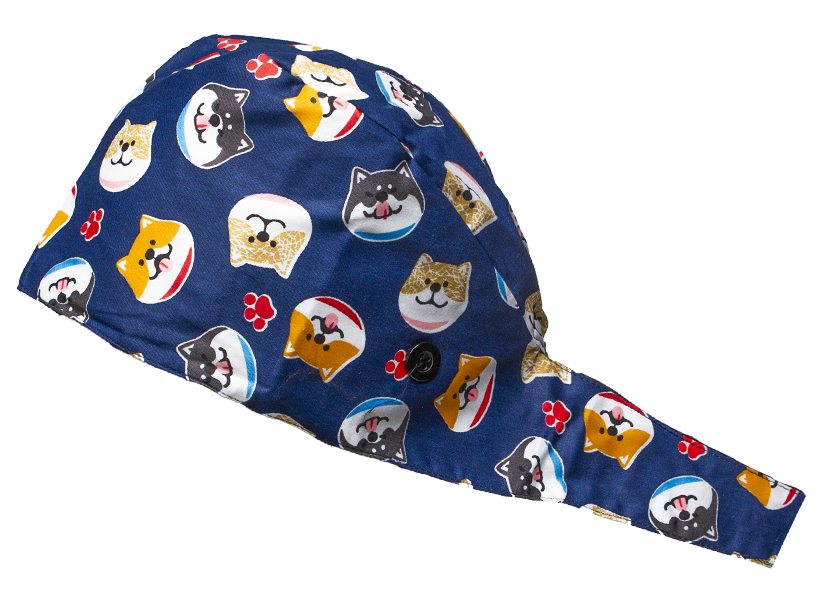 Satin line Scrub Cap with Buttons Dogs