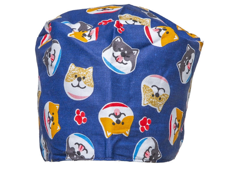 Satin line Scrub Cap with Buttons Dogs