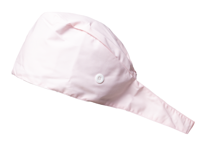 Satin line Scrub Cap with Buttons Pink