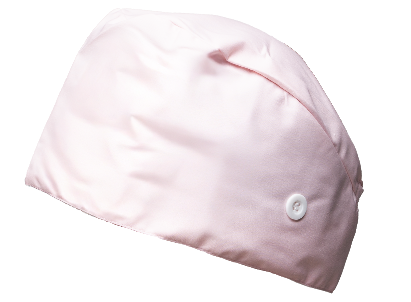 Satin line Scrub Cap with Buttons Pink