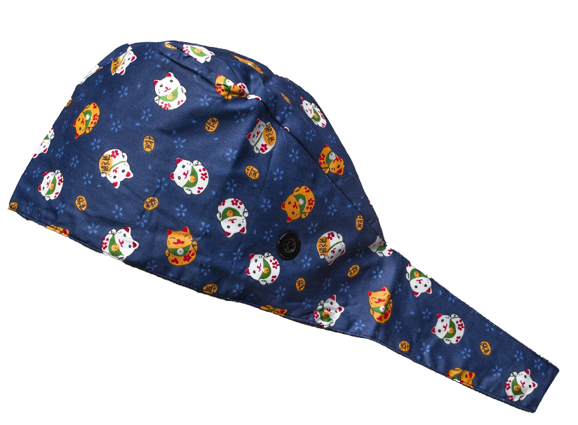 Satin line Scrub Cap with Buttons Small Cats