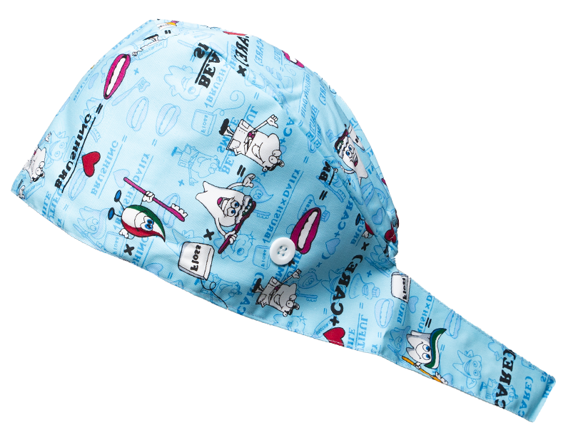 Satin line Scrub Cap with Buttons Dark Blue Dental