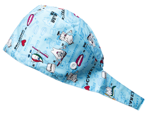 Satin line Scrub Cap with Buttons Dark Blue Dental