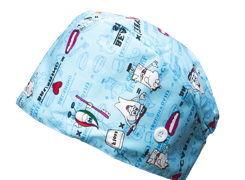 Satin line Scrub Cap with Buttons Dark Blue Dental