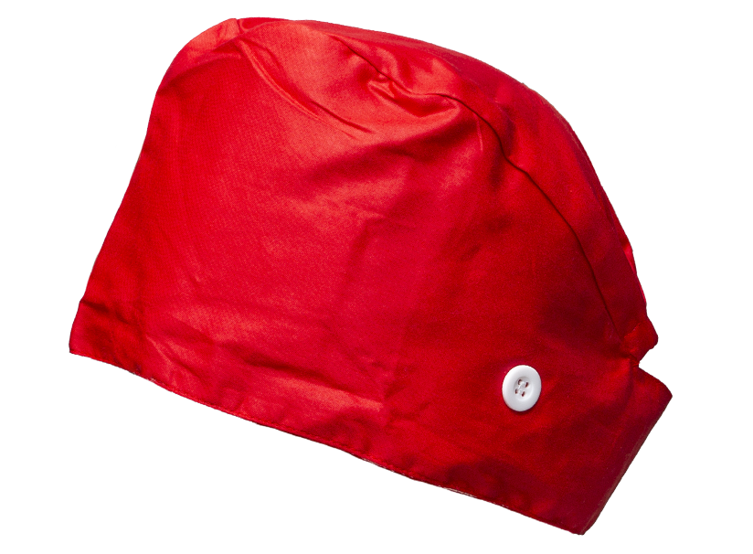 Satin line Scrub Cap with Buttons Red