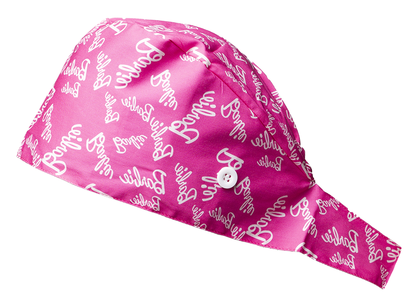 Satin line Scrub Cap with Buttons Barbie