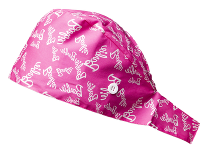 Satin line Scrub Cap with Buttons Barbie