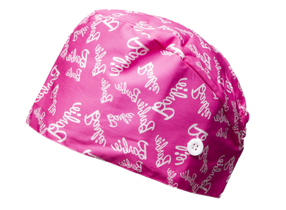 Satin line Scrub Cap with Buttons Barbie