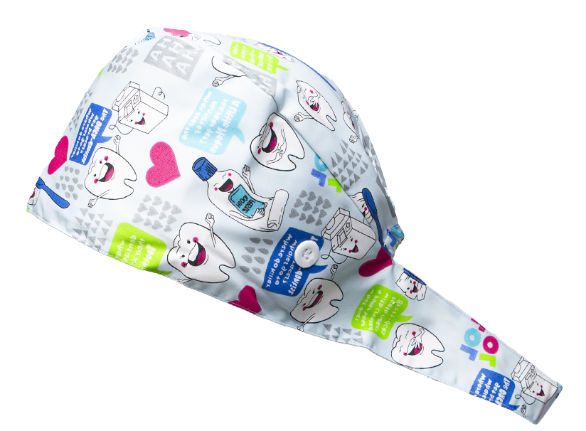 Satin line Scrub Cap with Buttons Light Blue Dental