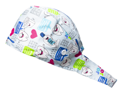 Satin line Scrub Cap with Buttons Light Blue Dental