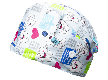 Satin line Scrub Cap with Buttons Light Blue Dental
