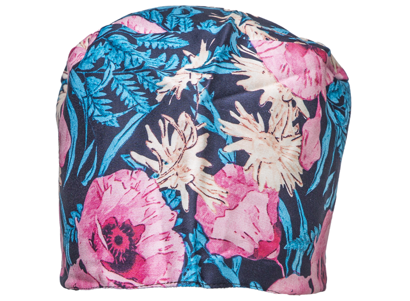Satin line Scrub Cap with Buttons Deep Floral