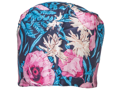 Satin line Scrub Cap with Buttons Deep Floral