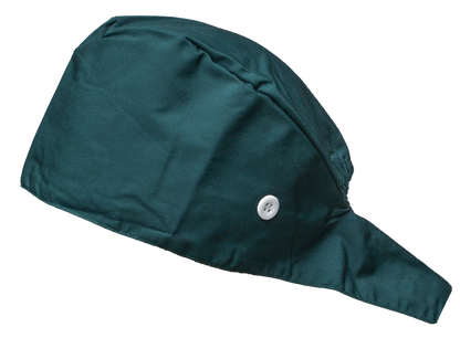 Satin line Scrub Cap with Buttons Forest Green