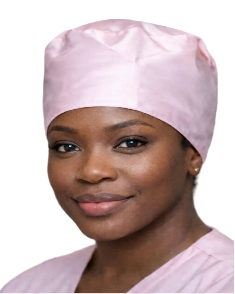 Satin line Scrub Cap with Buttons Light Pink
