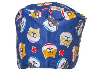 Satin line Scrub Cap with Buttons Dogs