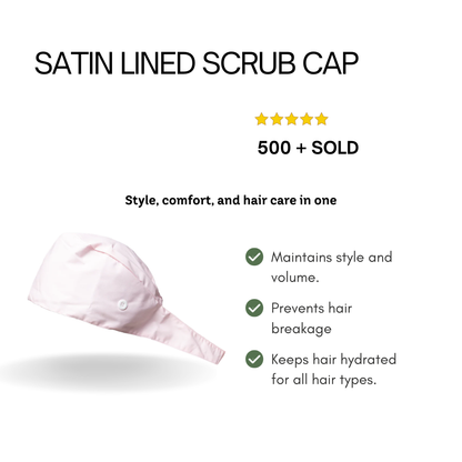 Satin line Scrub Cap with Buttons Light Pink