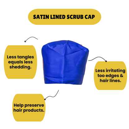 Satin line Scrub Cap with Buttons Dark Blue