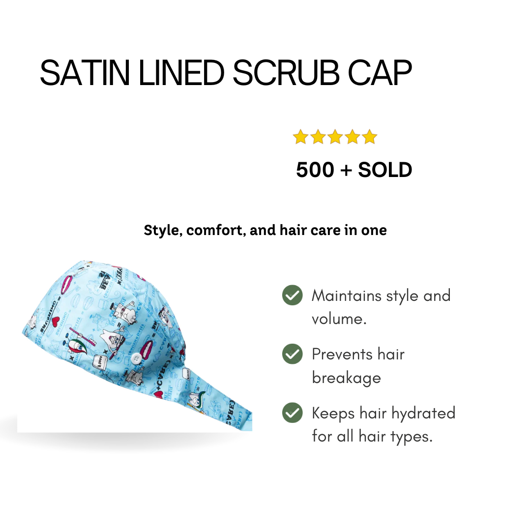 Satin line Scrub Cap with Buttons Dark Blue Dental