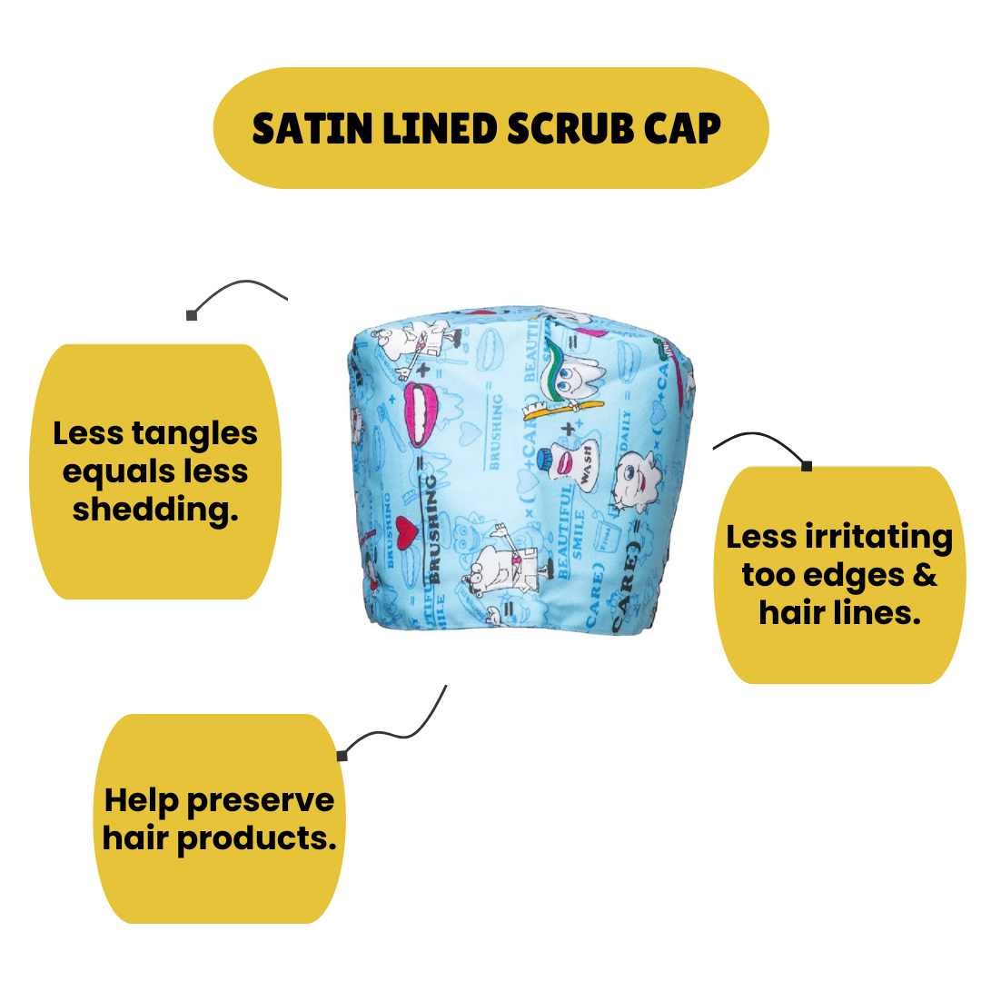 Satin line Scrub Cap with Buttons Dark Blue Dental