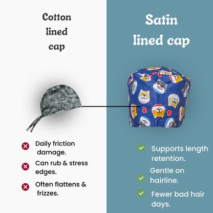 Satin line Scrub Cap with Buttons Dogs