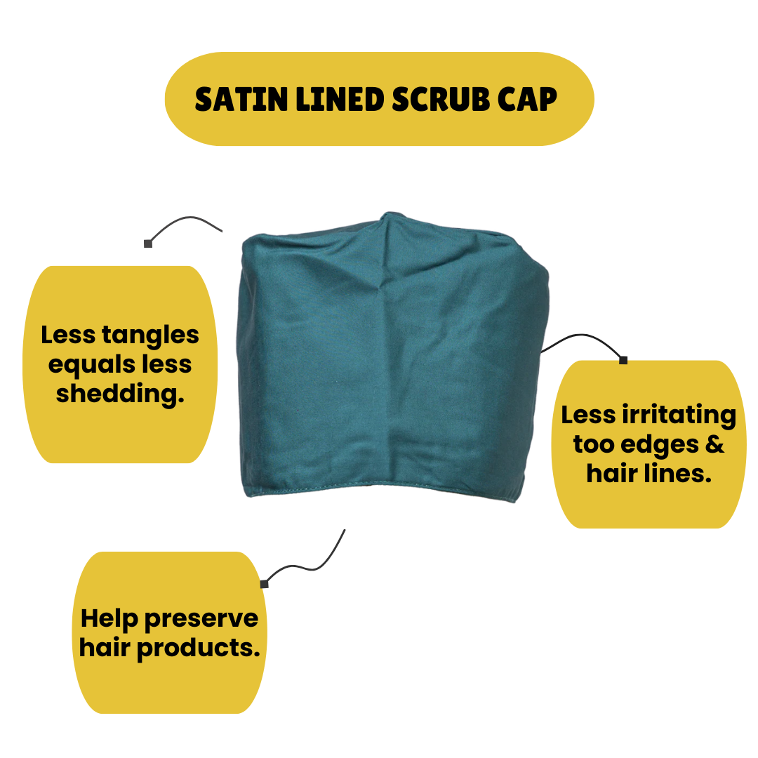 Satin line Scrub Cap with Buttons Forest Green