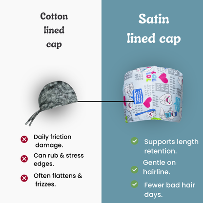 Satin line Scrub Cap with Buttons Light Blue Dental