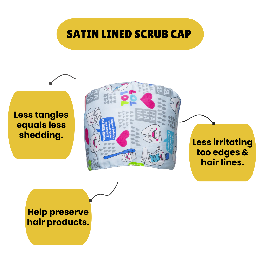 Satin line Scrub Cap with Buttons Light Blue Dental