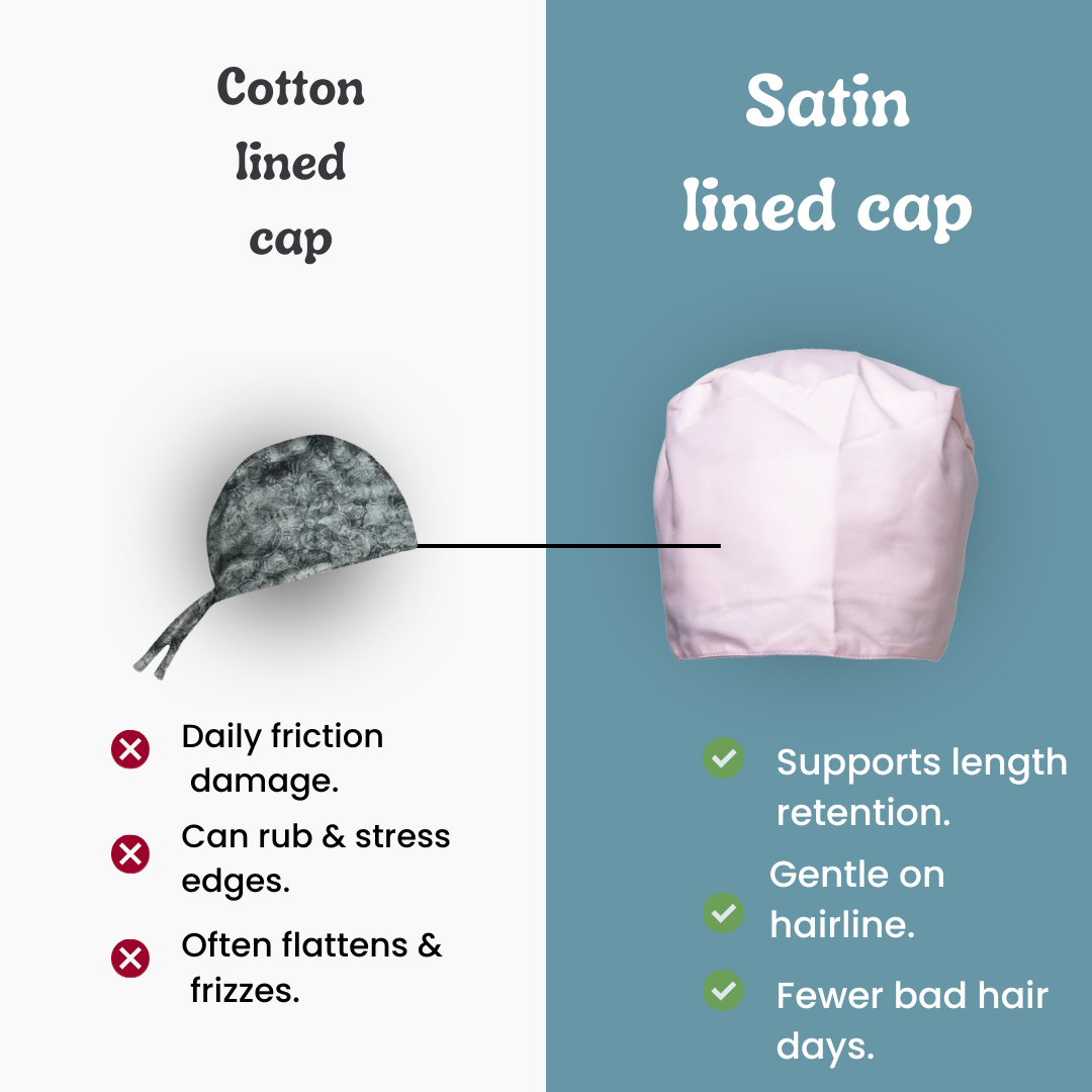 Satin line Scrub Cap with Buttons Light Pink