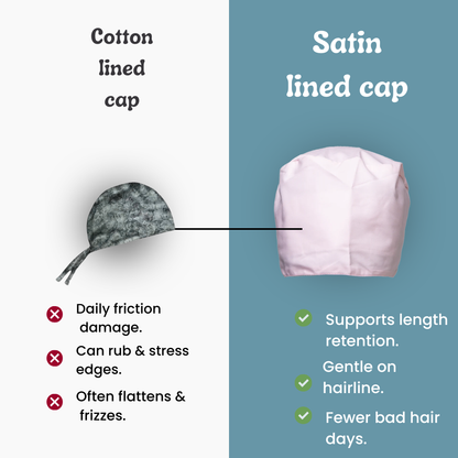 Satin line Scrub Cap with Buttons Light Pink