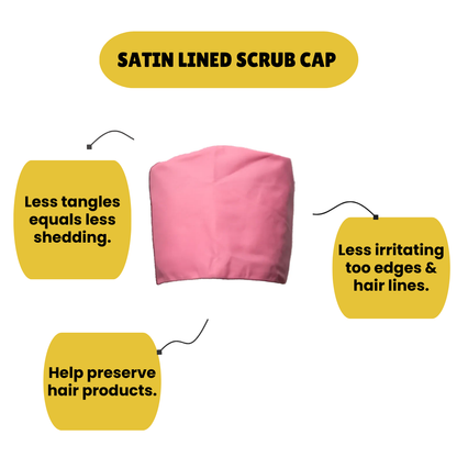 Satin line Scrub Cap with Buttons Pink
