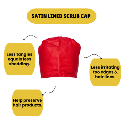 Satin line Scrub Cap with Buttons Red
