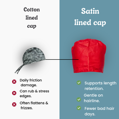 Satin line Scrub Cap with Buttons Red