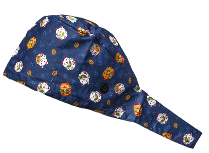 Satin line Scrub Cap with Buttons Small Cats