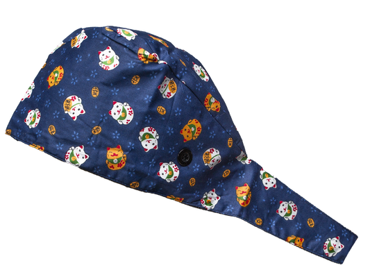 Satin line Scrub Cap with Buttons Small Cats