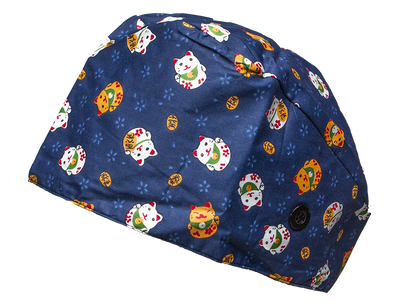 Satin line Scrub Cap with Buttons Small Cats