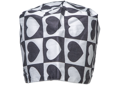 Satin line Scrub Cap with Buttons Black and white Hearts