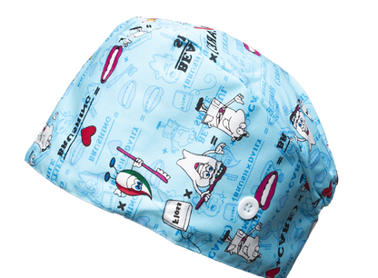 Satin line Scrub Cap with Buttons Dark Blue Dental