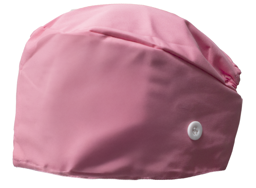 Satin line Scrub Cap with Buttons Pink