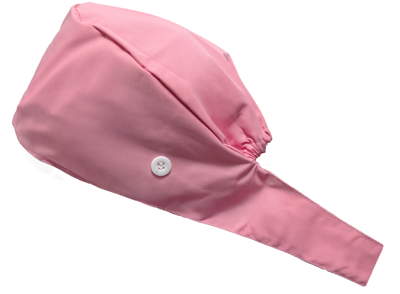 Satin line Scrub Cap with Buttons Pink