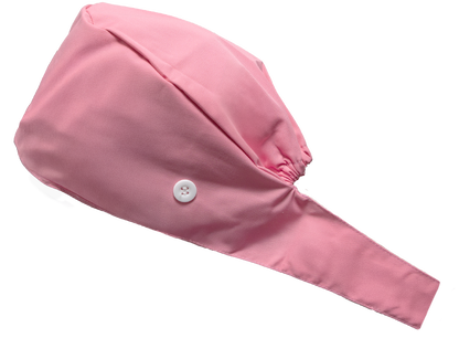 Satin line Scrub Cap with Buttons Pink