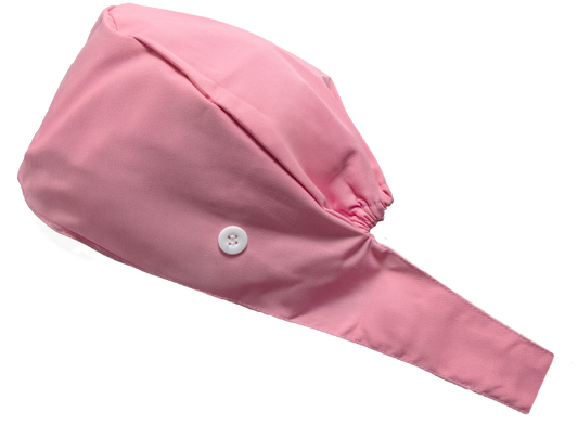 Satin line Scrub Cap with Buttons Pink