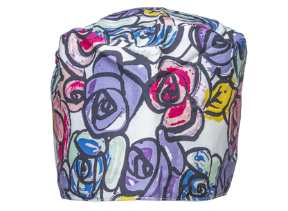Satin line Scrub Cap with Buttons Graffiti Floral