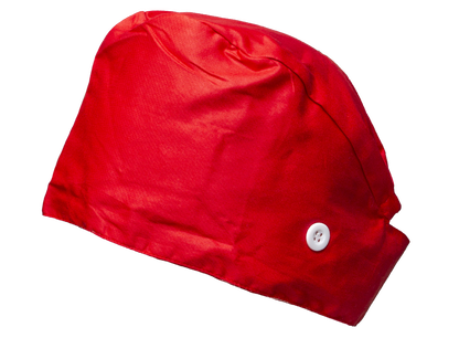 Satin line Scrub Cap with Buttons Red
